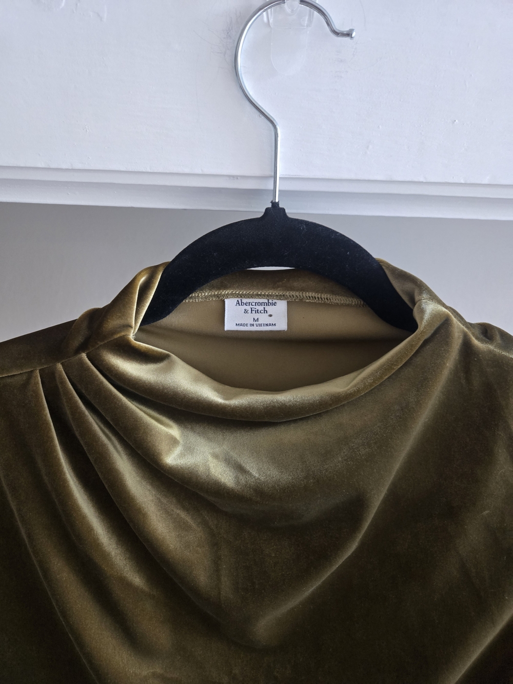 Abercrombie & Fitch Olive Velvet Cowl Neck Top - Picture 2 of 4
